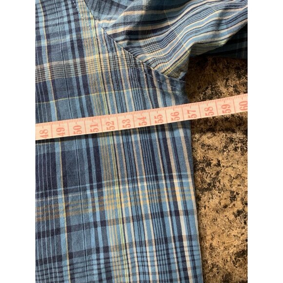 Marmot Blue Plaid Short Sleeve Button Up Shirt Men’s Medium Organic Cotton - Picture 9 of 10